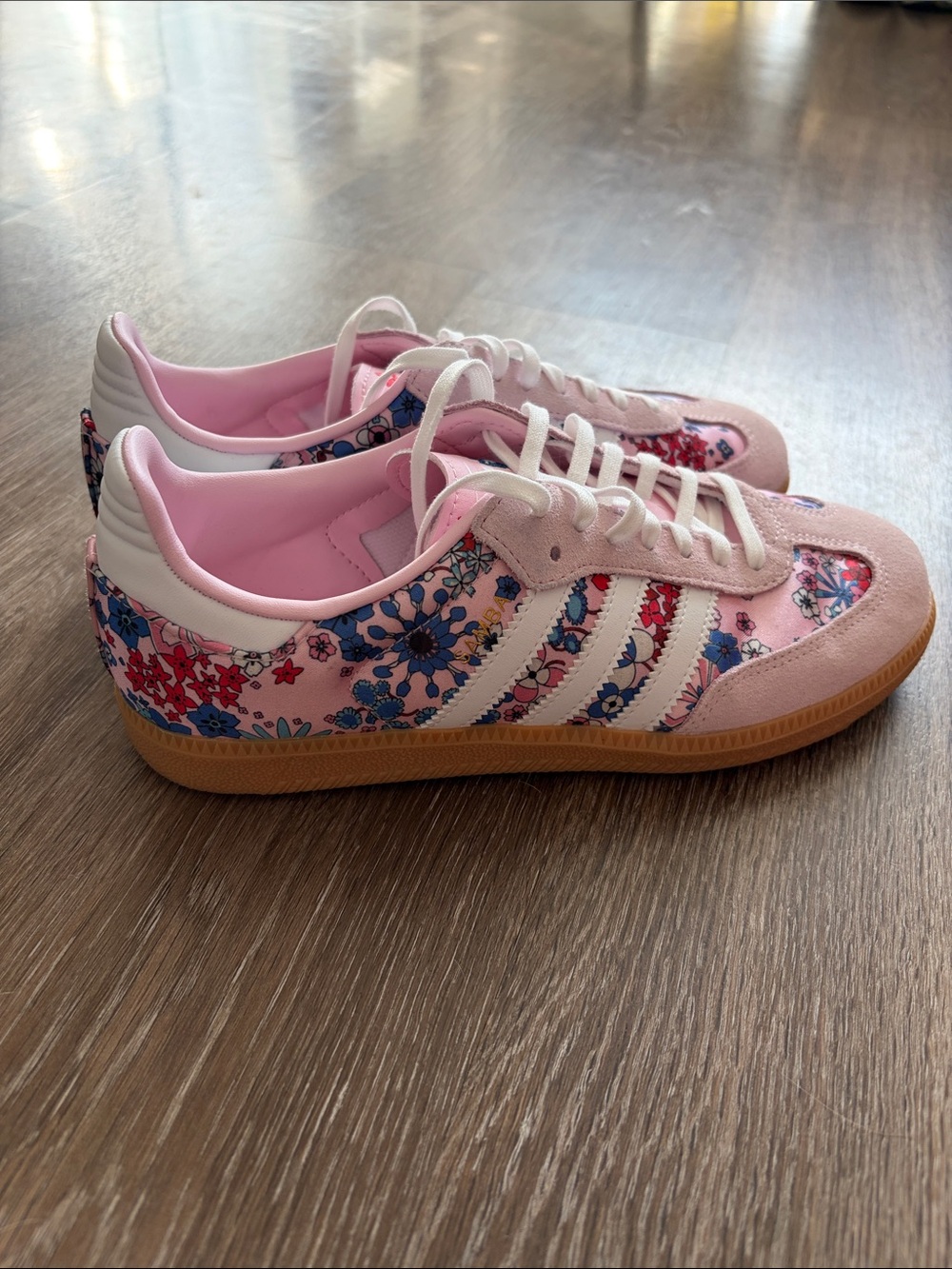 adidas Sambas Pink Floral Lace-Up Sneakers